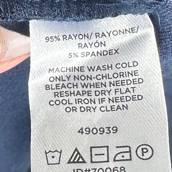 New LOFT Ann Taylor Sz Large 12 14 Dress Navy Blue Tie Front Nautical Coastal - Picture 4 of 4